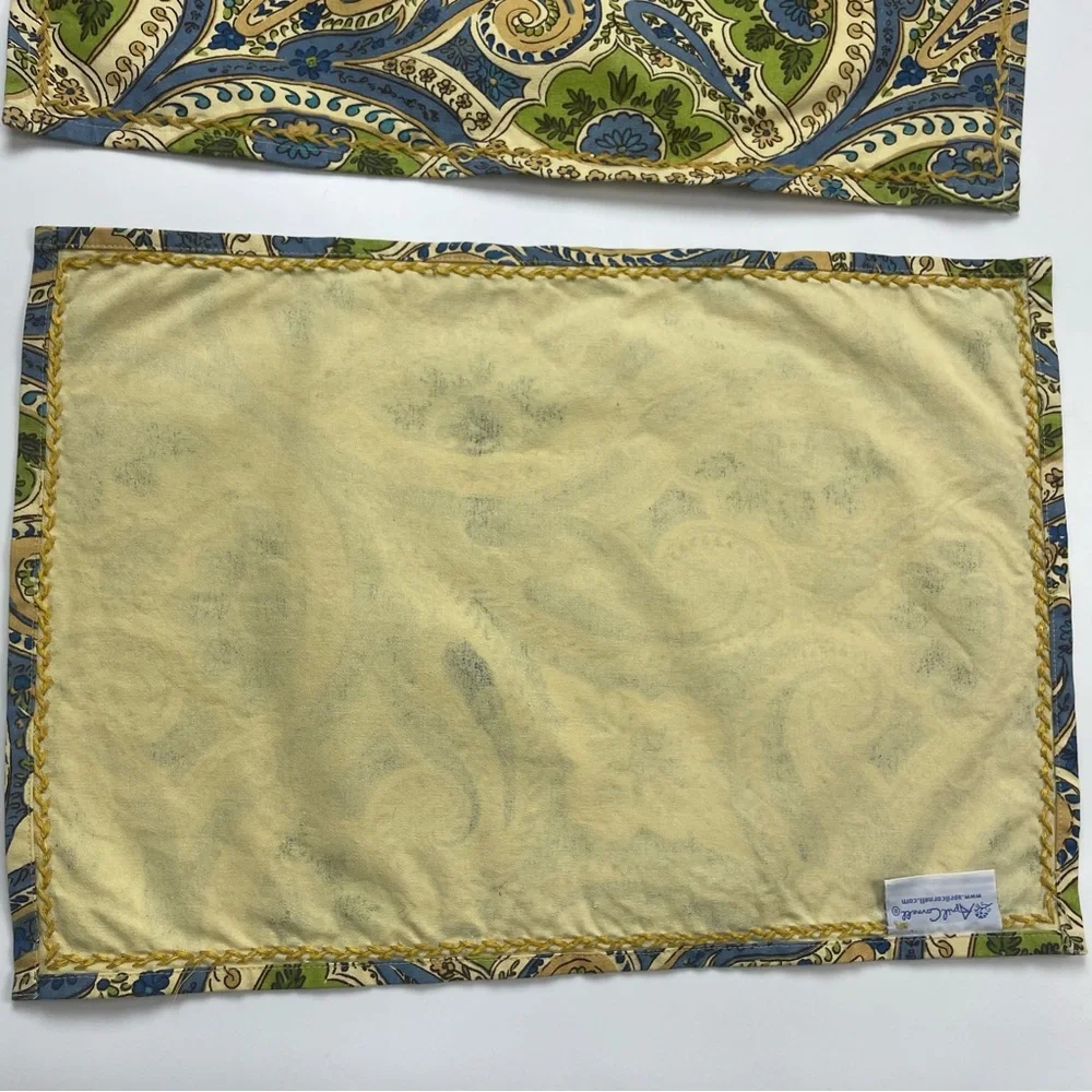 April Cornell Placemats 4 Paisley Floral Table Linens‎ Green Blue Dining Room